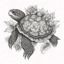 turtle with shell made of flowers tattoo design idea