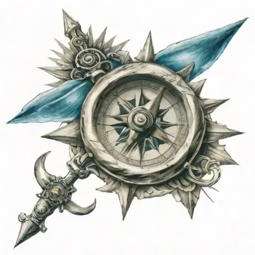 mariners cross with compass tattoo design idea