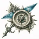 mariners cross with compass tattoo design idea