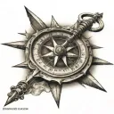 mariners cross with compass tattoo design idea