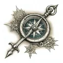 mariners cross with compass tattoo design idea