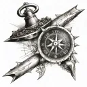 mariners cross with compass tattoo design idea