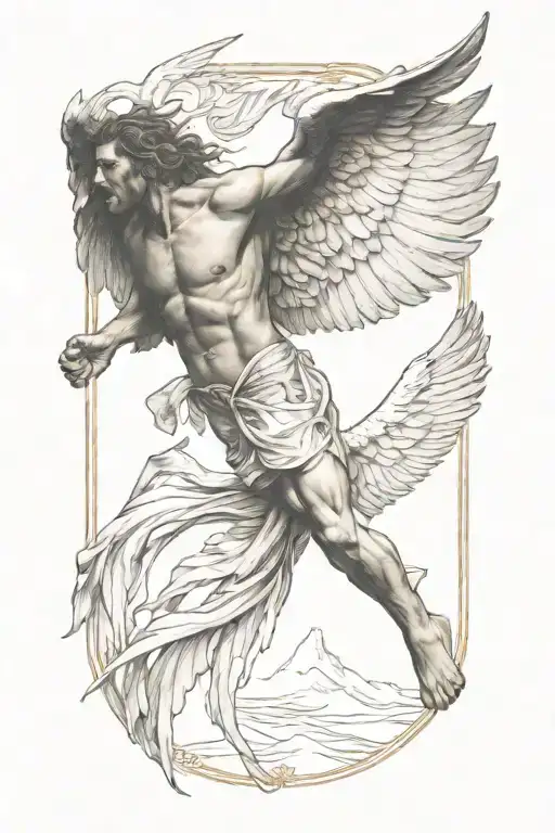 icarus falling tattoo design idea