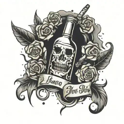 A Molotov cocktail with the sentence "I was, I am, I will be" written underneath it. tattoo design idea