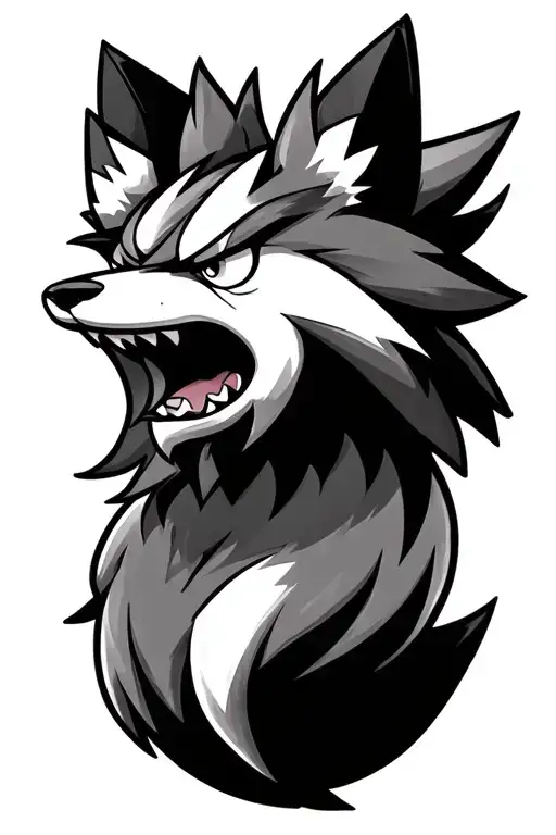 Arcanine Pokémon head angry tattoo design idea