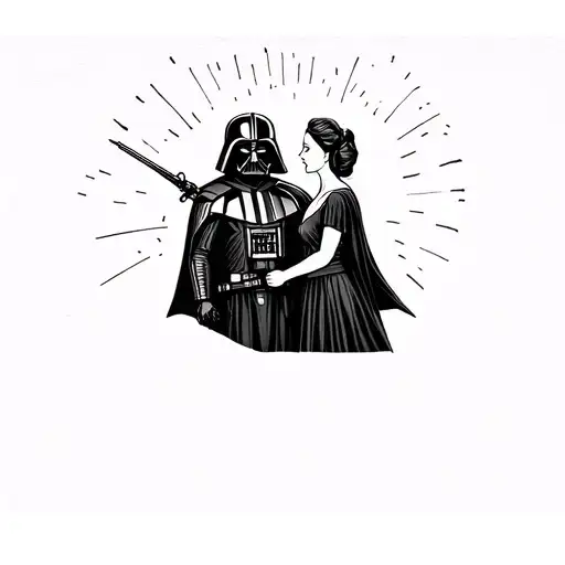 darth Vader and leia father daughter tattoo design idea