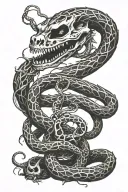 skeleton snake whose eyes are fire breathing dragon tattoo design idea