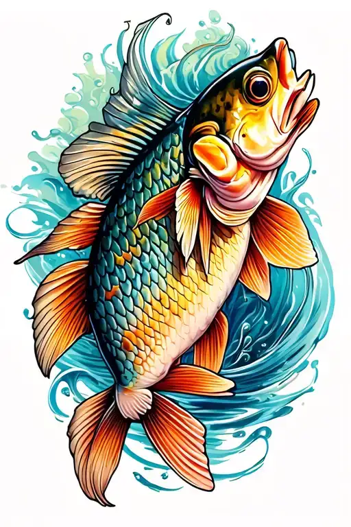 kop carp fish tattoo only long from the side profile traditional tattoo design idea