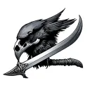crow skull sword tattoo design idea