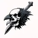 crow skull sword tattoo design idea