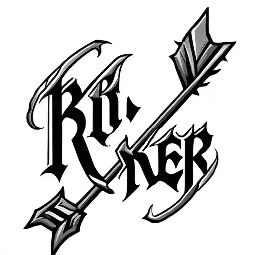 name ryker embedded in an arrow design tattoo design idea