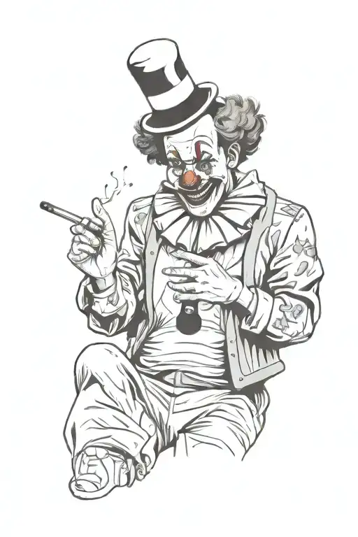 a clown smoking a blunt spinning the world on his finger like a basketball tattoo design idea