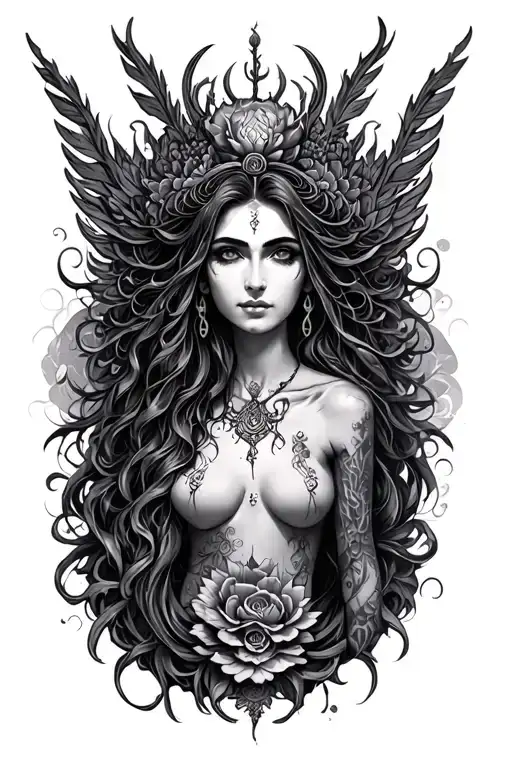 Cancer Goddess tattoo design idea