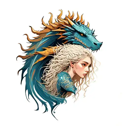 game of thrones daenerys whit 3 dragons tattoo design idea