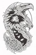 wolf, eagle, cool, shamanism, aggressive tattoo design idea