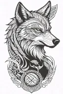 wolf, eagle, cool, shamanism, aggressive tattoo design idea
