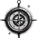 compass with a clock face and the hour hand on north and minute hand on west tattoo design idea