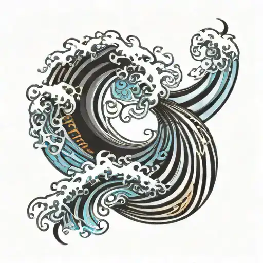neotribal, ocean waves, lines only use black tattoo design idea