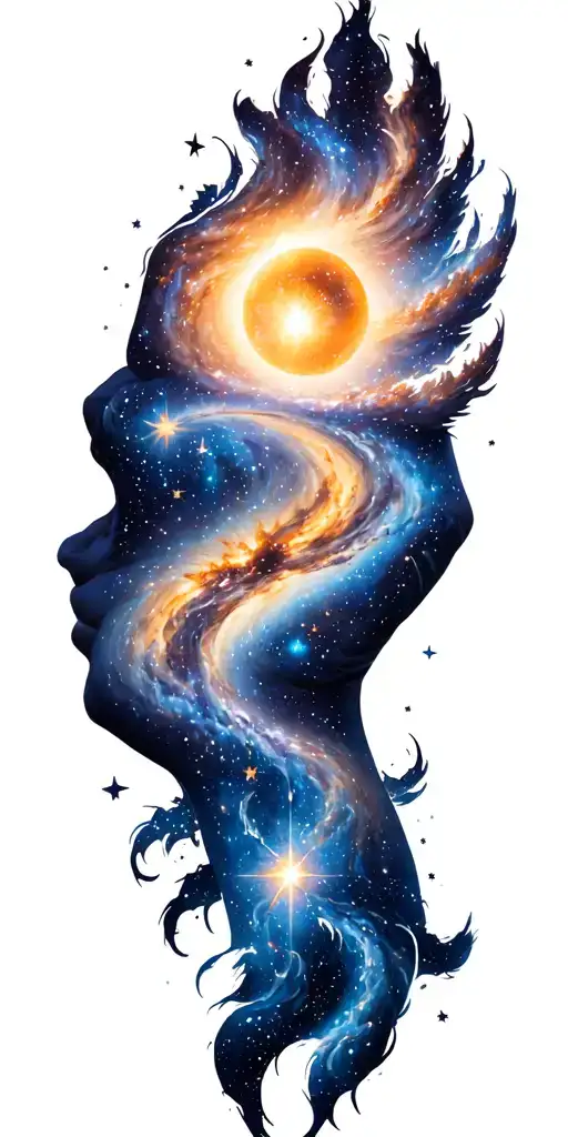 heaven and galaxy filled with stars tattoo design idea