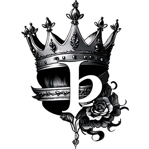 B With Crown tattoo design idea
