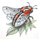 lady bug one wing attached tattoo design idea