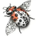 lady bug one wing attached tattoo design idea