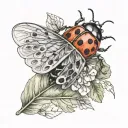lady bug one wing attached tattoo design idea