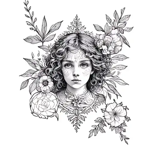 Create a highly detailed line art tattoo design based on the works of Sylvia Plath, integrating several key symbols  tattoo design idea