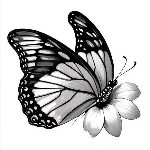 butterfly with half flor de maga tattoo design idea