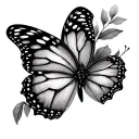 butterfly with half flor de maga tattoo design idea