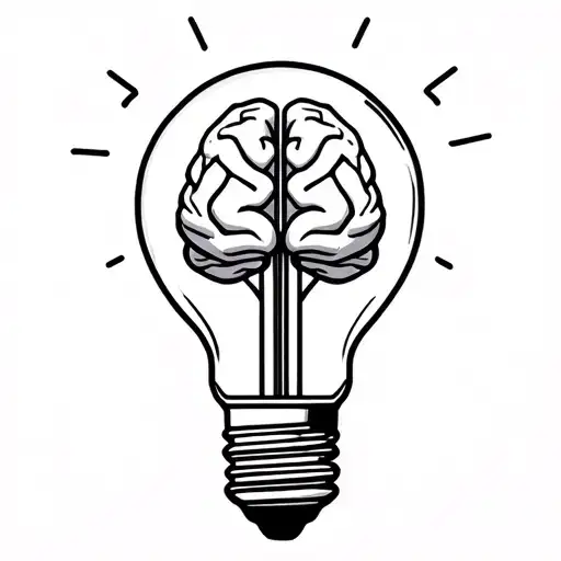 lightbulb with anatomical brain inside representing adhd tattoo design idea