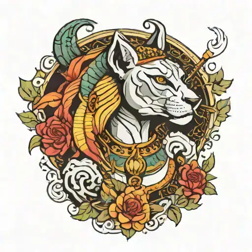 sekhmet goddess smoking sage tattoo design idea