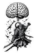 brain fighting internal battles-- suicidal battles and winning like a warrior. like a samurai tattoo design idea