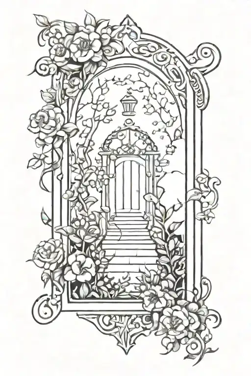 secret garden keyhole design tattoo design idea