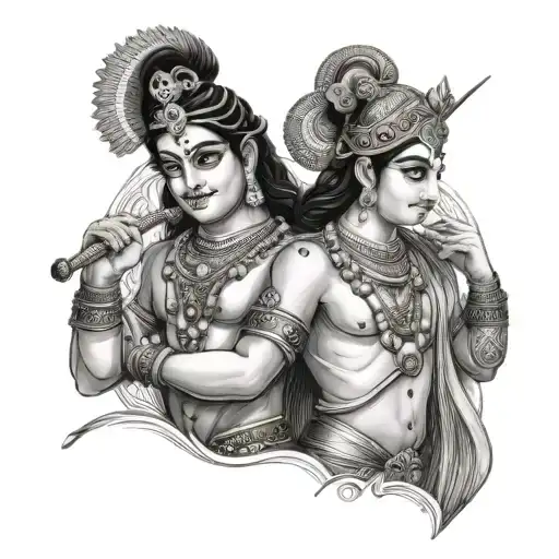 arjun and krishna  tattoo design idea