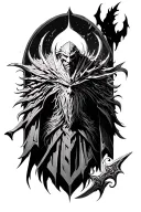 Dark Souls 3 inspired tattoo design featuring the nameless king and other elements from the lore of the game. tattoo design idea