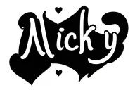 "Nicky" the text as defined with a heart beneath it in the centre in a simple style that would be easy to coverup if needed  tattoo design idea