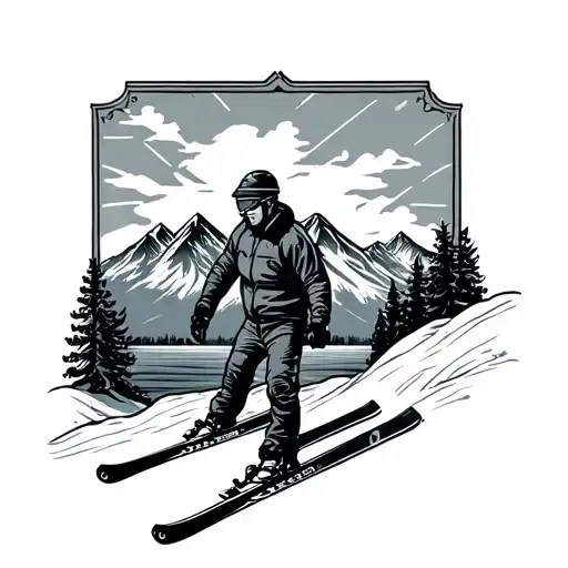 male, British Columbia, skiing, mountains, ocean tattoo design idea