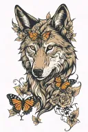 wolf and butterfly   tattoo design idea