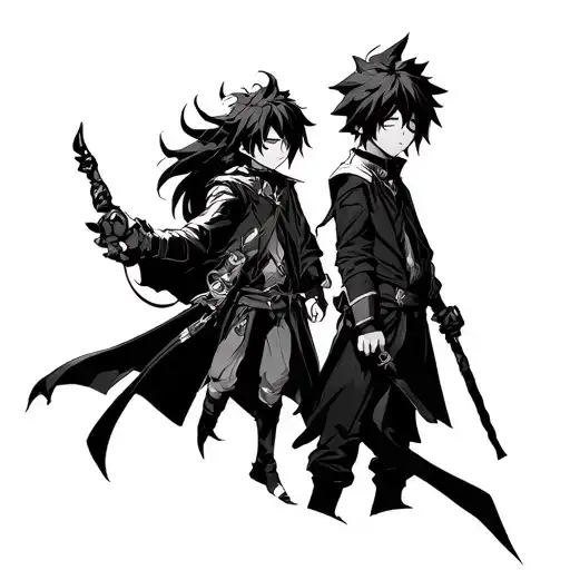 asta from black clover and kirito from SAO tattoo design idea