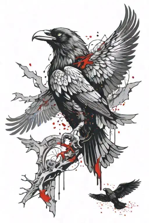 ravens, cemetery, darkness, death angel tattoo design idea