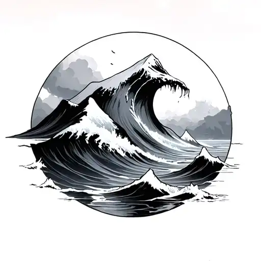 Ocean Mountain tattoo design idea