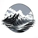 Ocean Mountain tattoo design idea