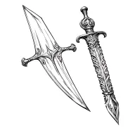 Roman dagger piercing tattoo design idea