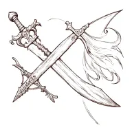Roman dagger piercing tattoo design idea