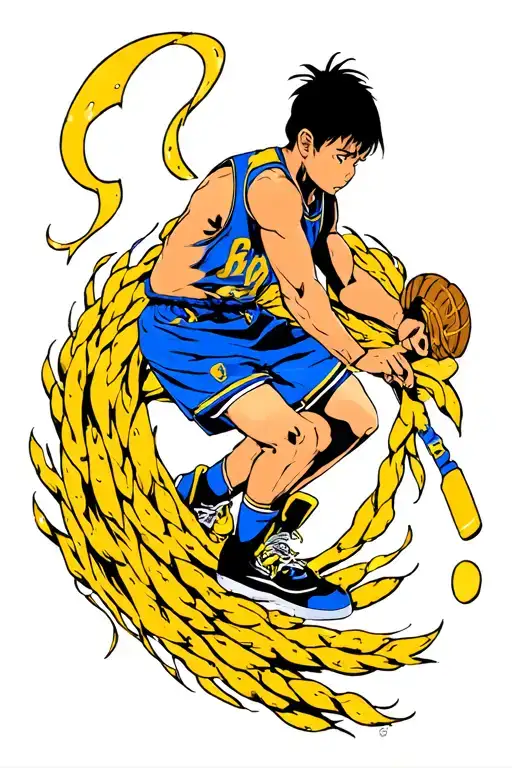 handicap symbol with curry hair tattoo design idea