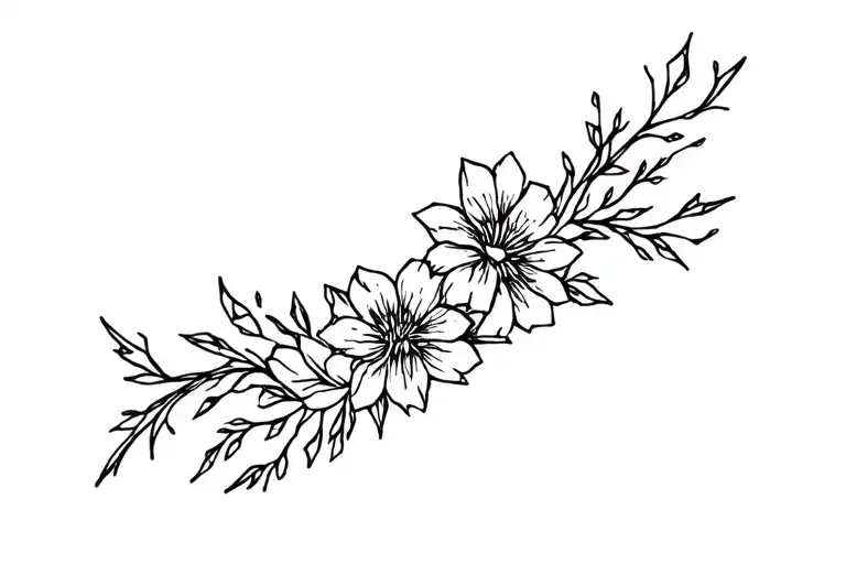 Destiny with runes and flowers tattoo design idea