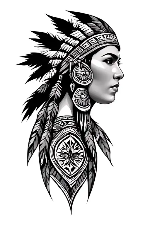 tribal women aztec warrior tattoo design idea