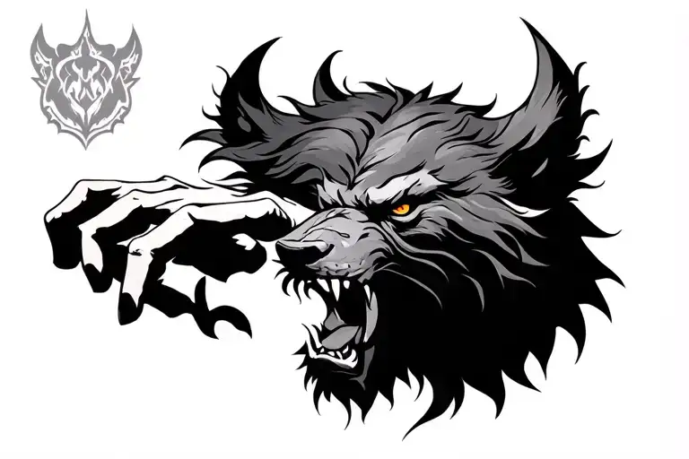 Fenrir biting Tyr sacrificing his hand tattoo design idea