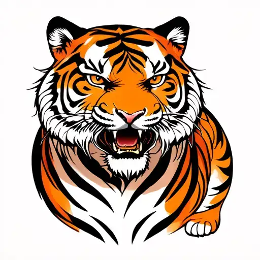 Tiger chinese with ground tattoo design idea